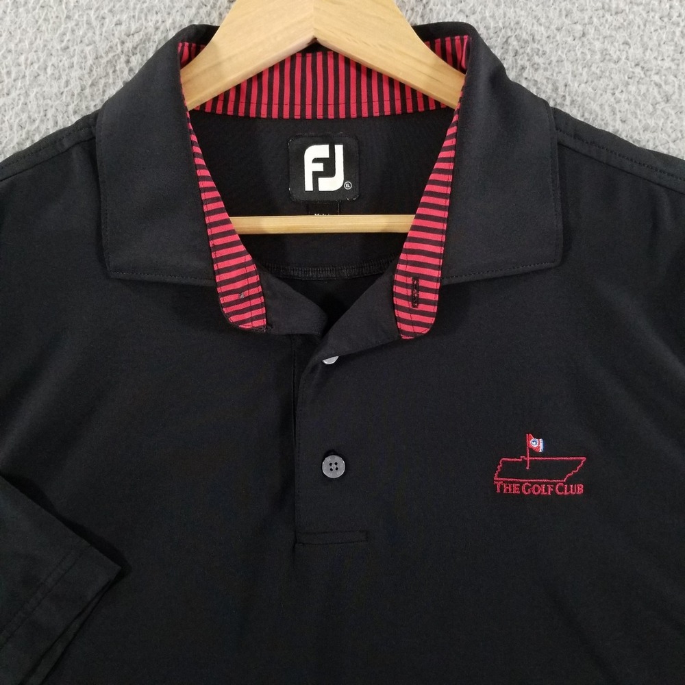 FootJoy Polo Shirt Mens XL Black The Golf Club Of Tennessee Performance Golf